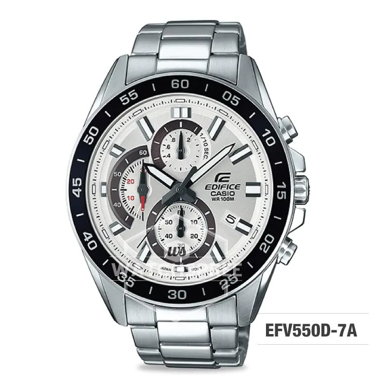 Casio Edifice Standard Chronograph Silver Stainless Steel Band Watch EFV550D-7A EFV-550D-7A