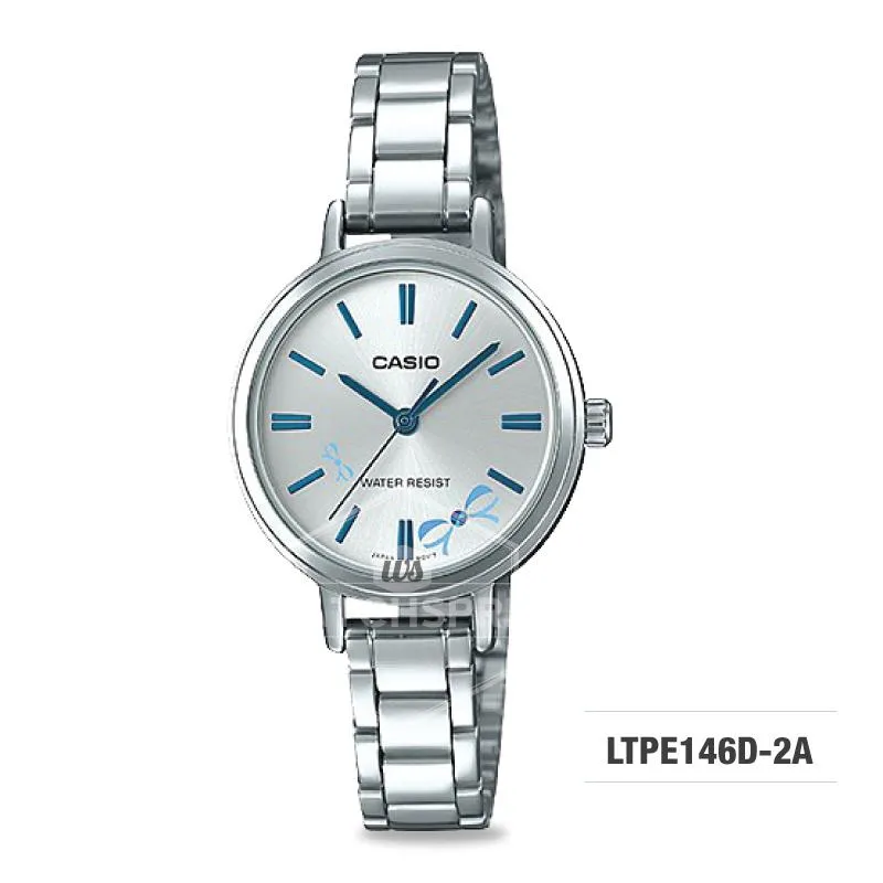 Casio Ladies' Fashion Standard Analog Silver Stainless Steel Watch LTPE146D-2A LTP-E146D-2A