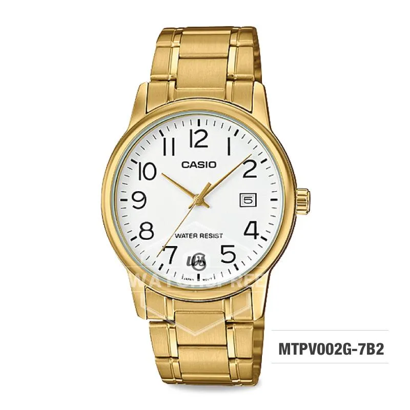 Casio Men's Standard Analog Gold Tone Stainless Steel Band Watch MTPV002G-7B2 MTP-V002G-7B2