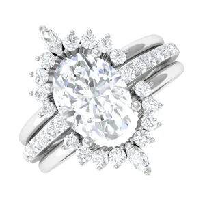 Certified Moissanite Wedding Engagement Ring Set of 3