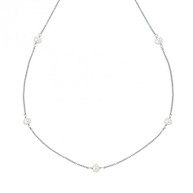 Children's White Freshwater Pearl Diamond Necklace N4580W