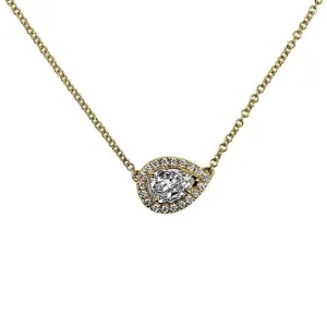 Christopher Designs 18k Yellow Gold L'Amour Pear Crisscut .49ct Diamond Necklace