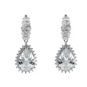 Classic Beautiful Sharp Pear Shaped CZ Style Design Dangle Statement Brass Earrings