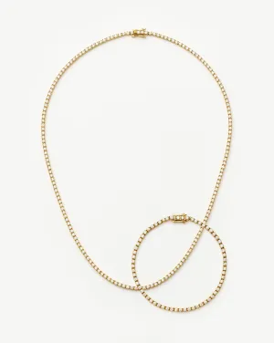 Classic Tennis Necklace & Bracelet Set | 18k Gold Vermeil Cubic Zirconia