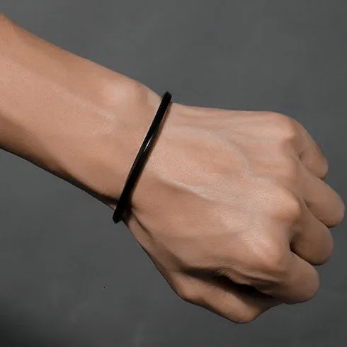 Classy Men Twisted Black Cuff Bracelet