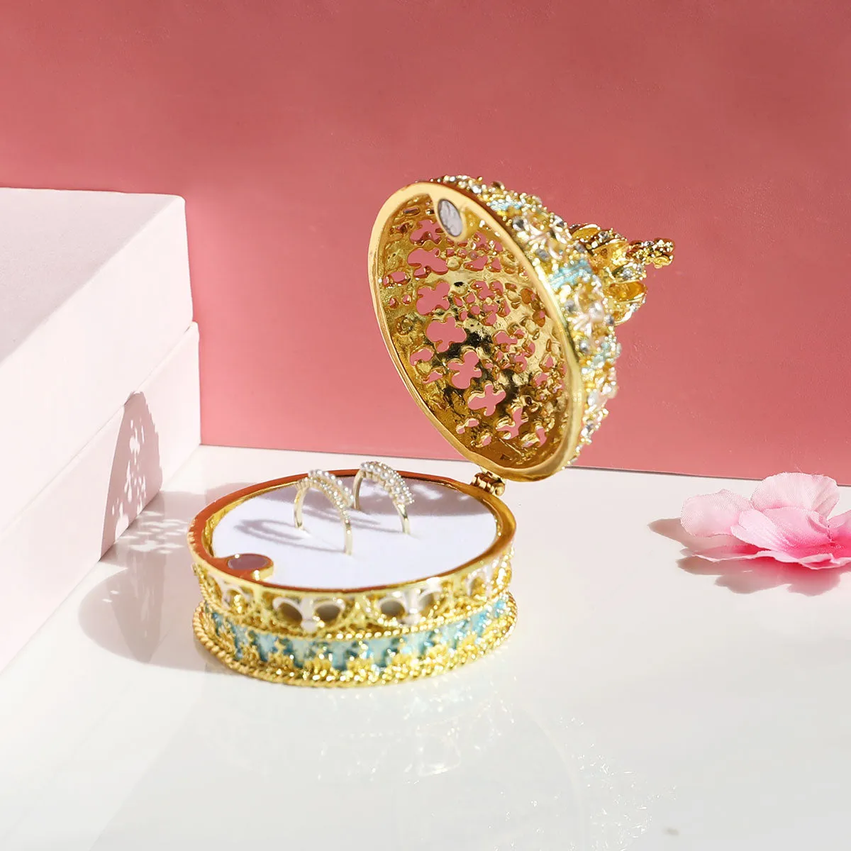 Crown Ring Jewelry Box Holder for Wedding Day