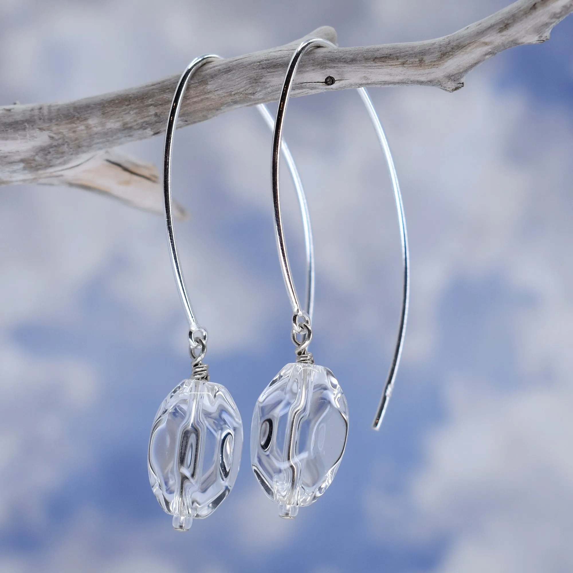 Crystal Quartz Wishbone Earrings