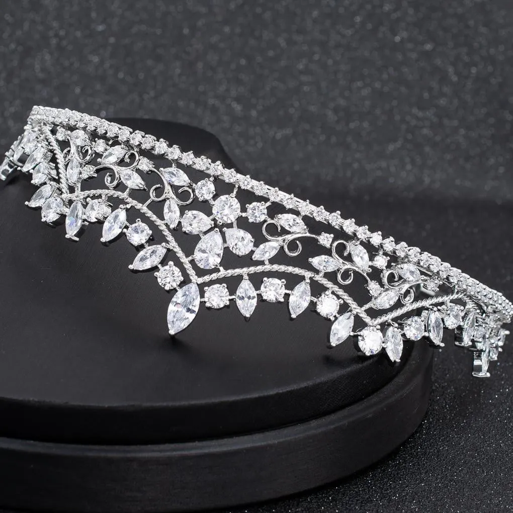 Cubic Zirconia Wedding Bridal Tiara Diadem Hair Jewelry CH10269