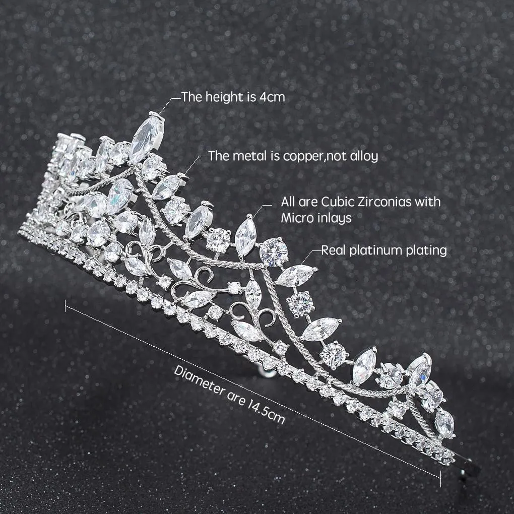 Cubic Zirconia Wedding Bridal Tiara Diadem Hair Jewelry CH10269