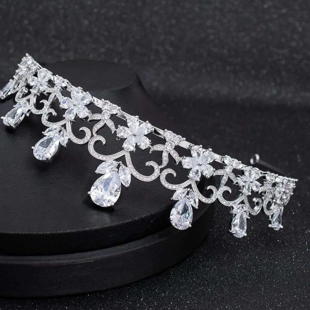 Cubic Zirconia Wedding Bridal Tiara Diadem Hair Jewelry CH10290