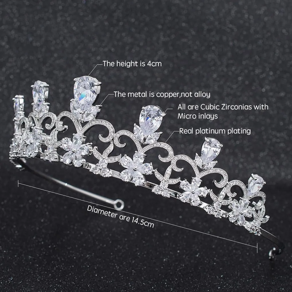 Cubic Zirconia Wedding Bridal Tiara Diadem Hair Jewelry CH10290