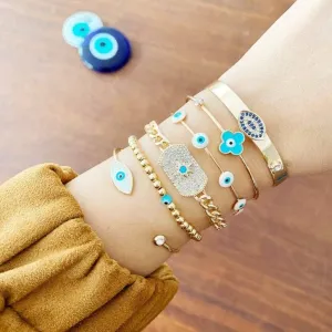 Cuff Rhinestone Evil Eye Bracelet