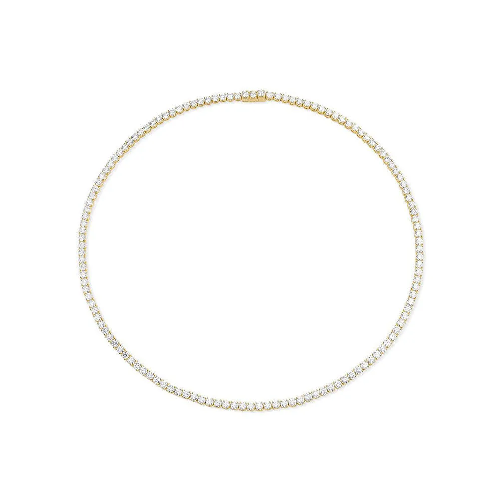 Diamond Tennis Necklace (12.50 ct.) 3 mm 4-Prongs Setting in 14K Gold