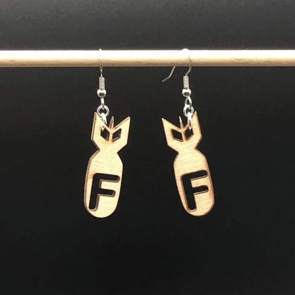 F Bomb Wooden Dangle Earrings by Cate's Concepts, LLC