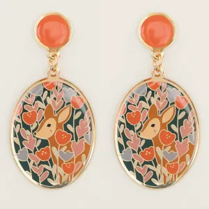 Floral Deer Earrings