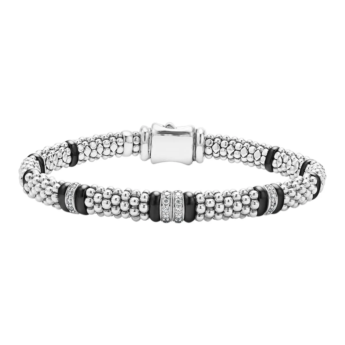 Four Station Diamond Caviar Bracelet