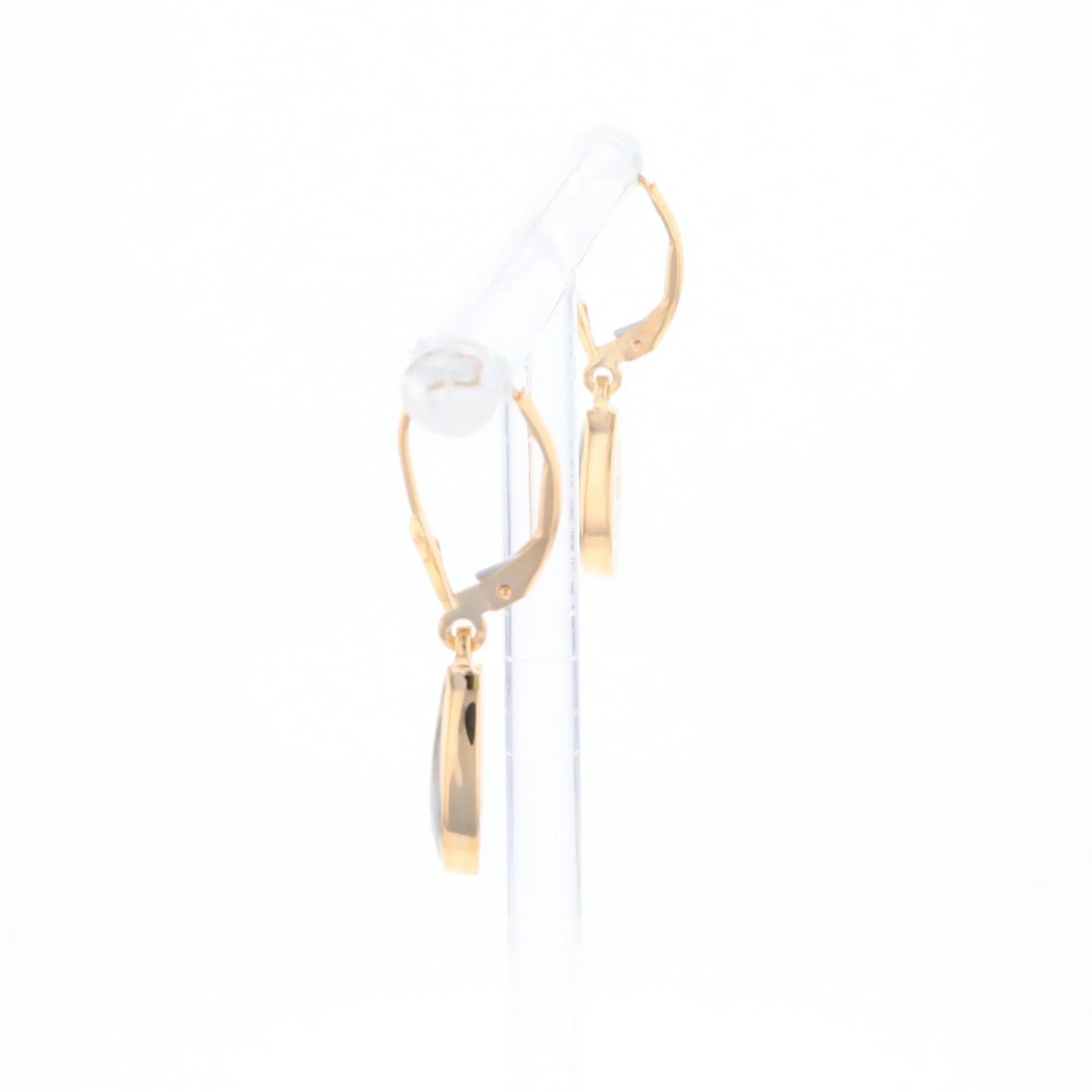 Gold Quartz Earrings Tear Drop Inlaid Lever Backs