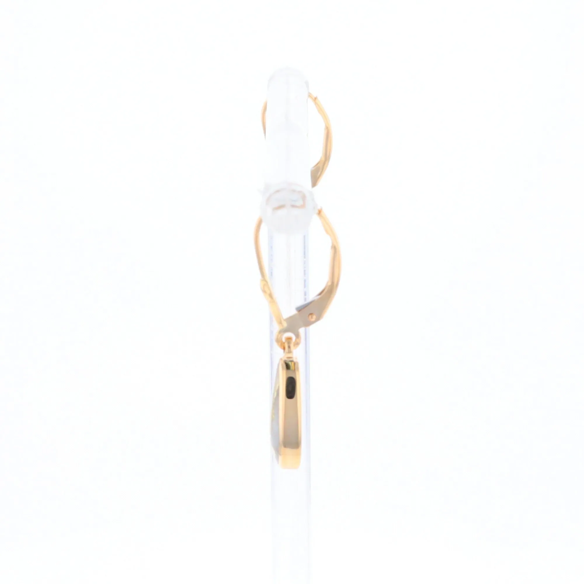 Gold Quartz Earrings Tear Drop Inlaid Lever Backs