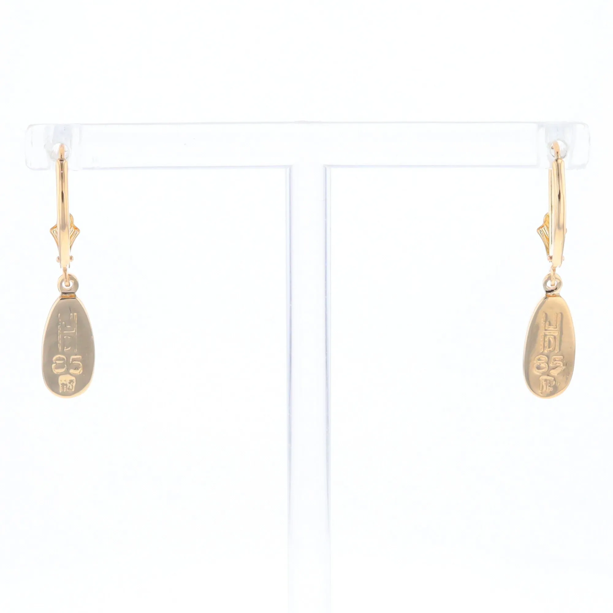 Gold Quartz Earrings Tear Drop Inlaid Lever Backs