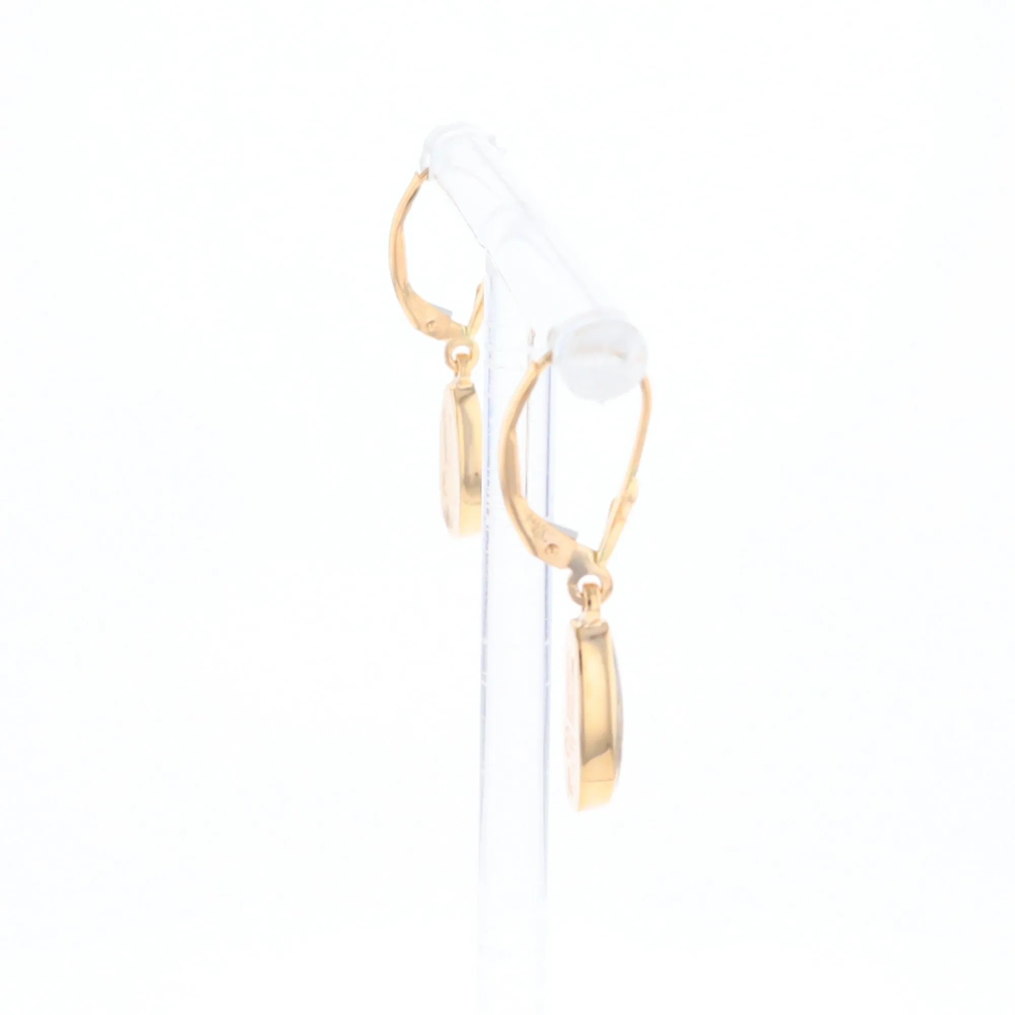 Gold Quartz Earrings Tear Drop Inlaid Lever Backs