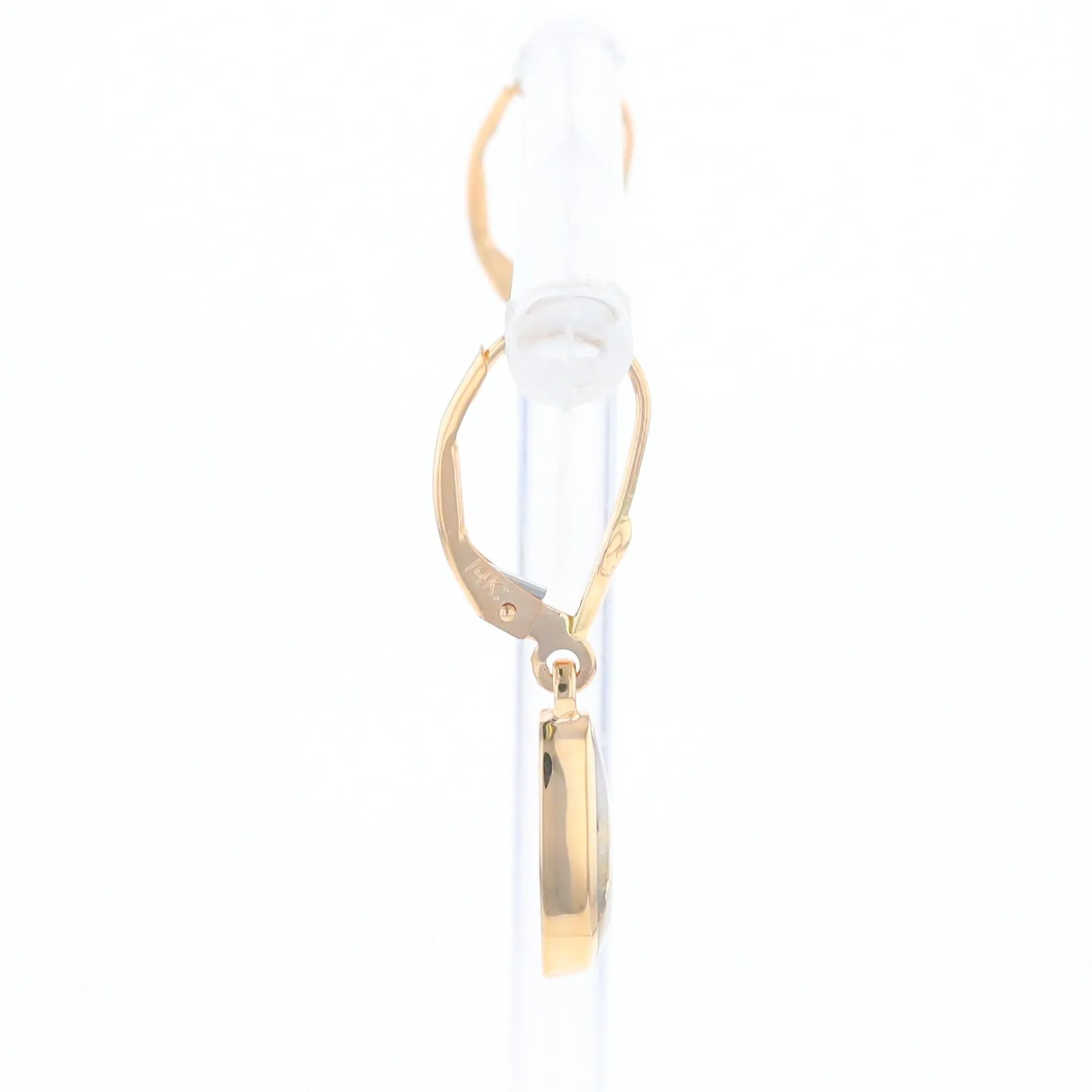 Gold Quartz Earrings Tear Drop Inlaid Lever Backs