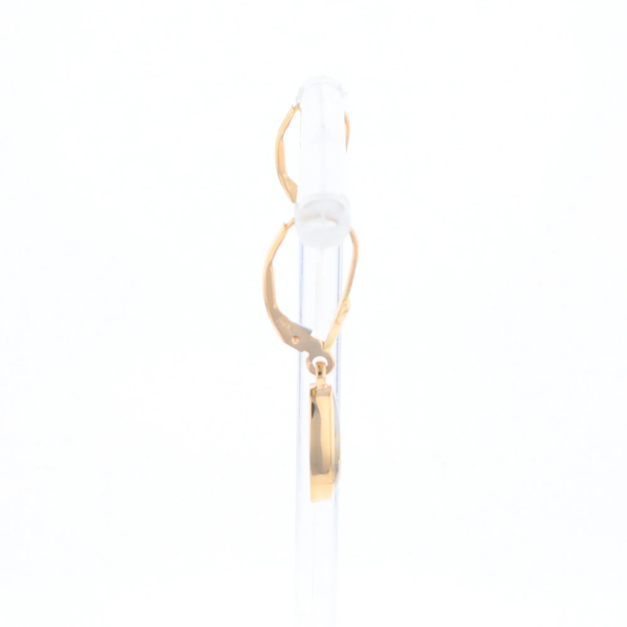 Gold Quartz Earrings Tear Drop Inlaid Lever Backs