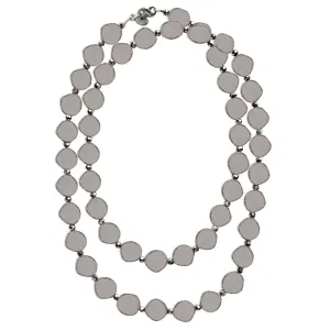 Gray 38" Long Circle Glass Beaded Necklace