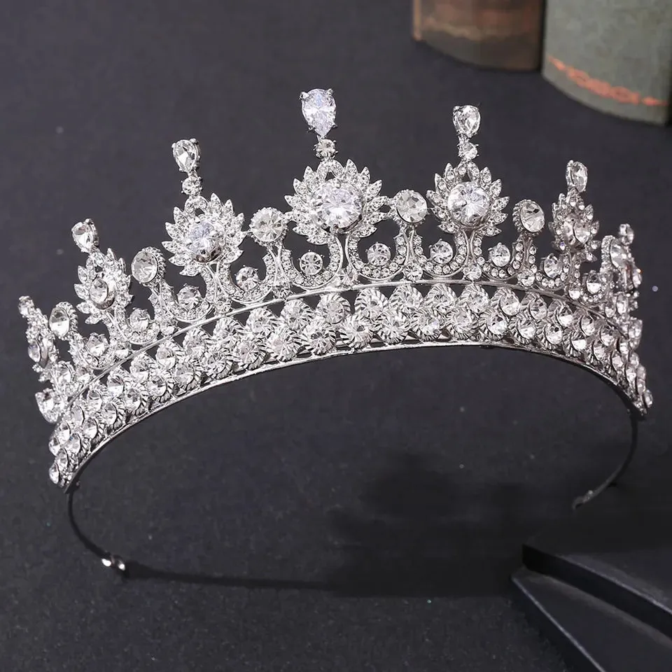 Icy Vintage Silver Crystal Princess Tiara Queen bridal diadem