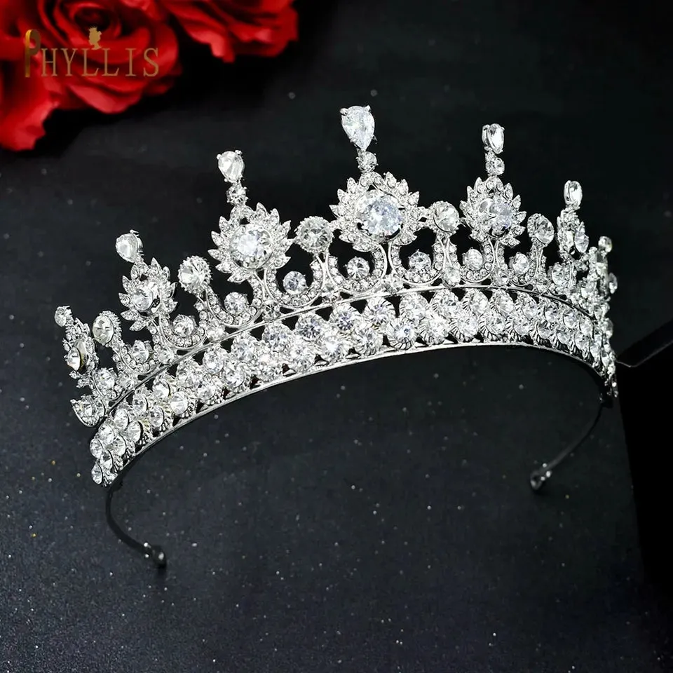 Icy Vintage Silver Crystal Princess Tiara Queen bridal diadem