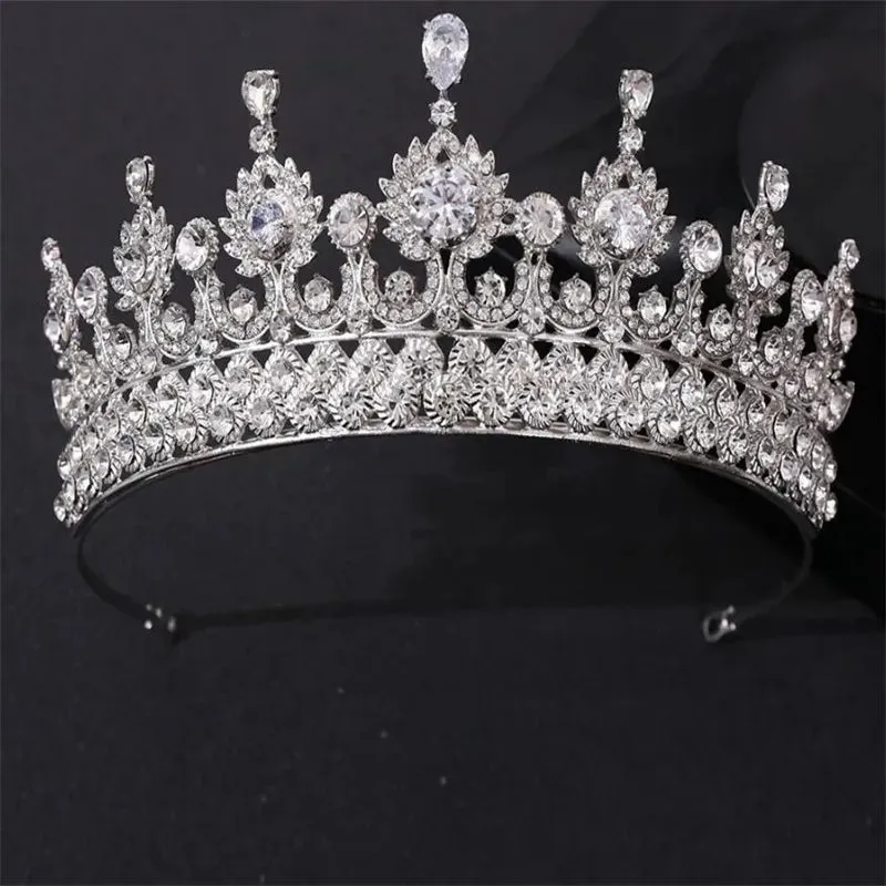 Icy Vintage Silver Crystal Princess Tiara Queen bridal diadem