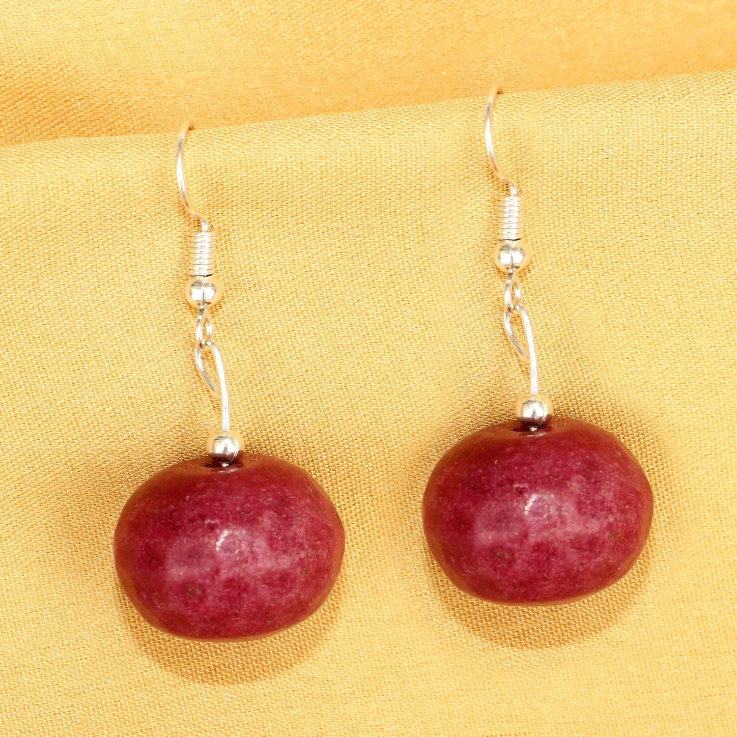 Imeora Maroon Quartz Big Round Earrings