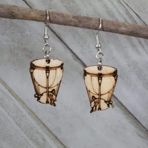 Kettle Drum Wooden Dangle Earrings by Cate's Concepts, LLC