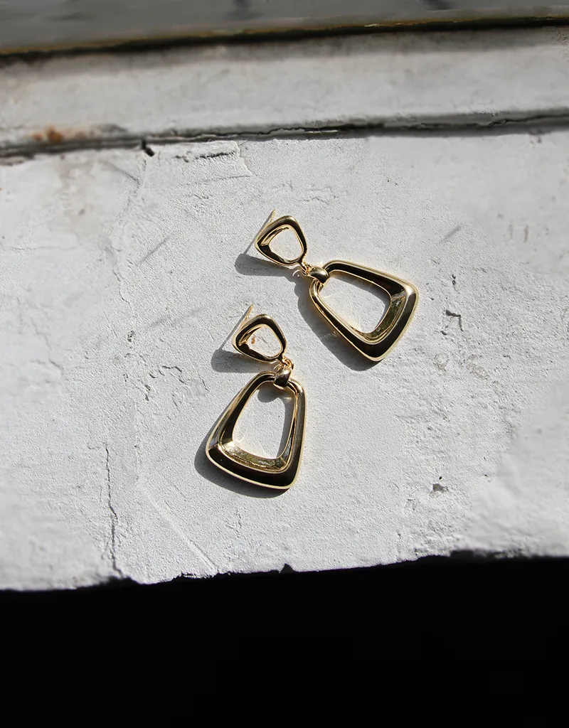 KRISTY GEOMETRIC DANGLE GOLD EARRINGS