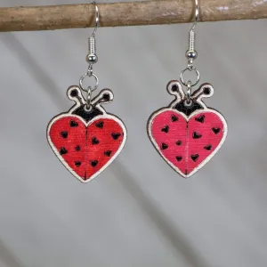 Ladybug Wooden Dangle Earrings by Cate's Concepts, LLC