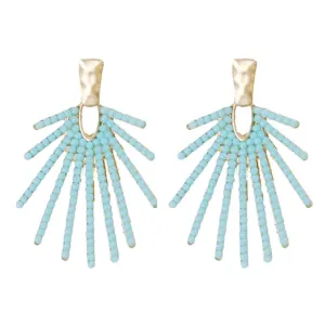 Light Turquoise Sunburst Statement Drop Earrings