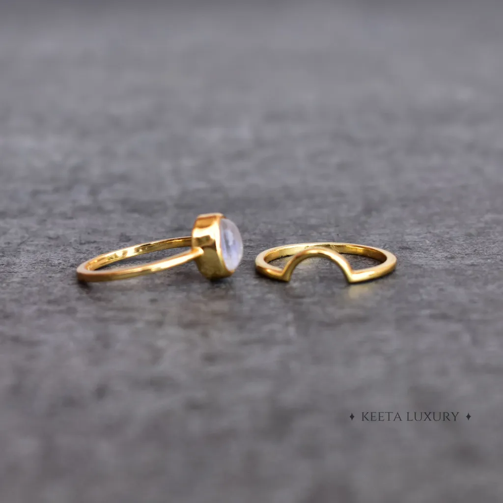 Lunar Elegance - Moonstone Duo Ring Set