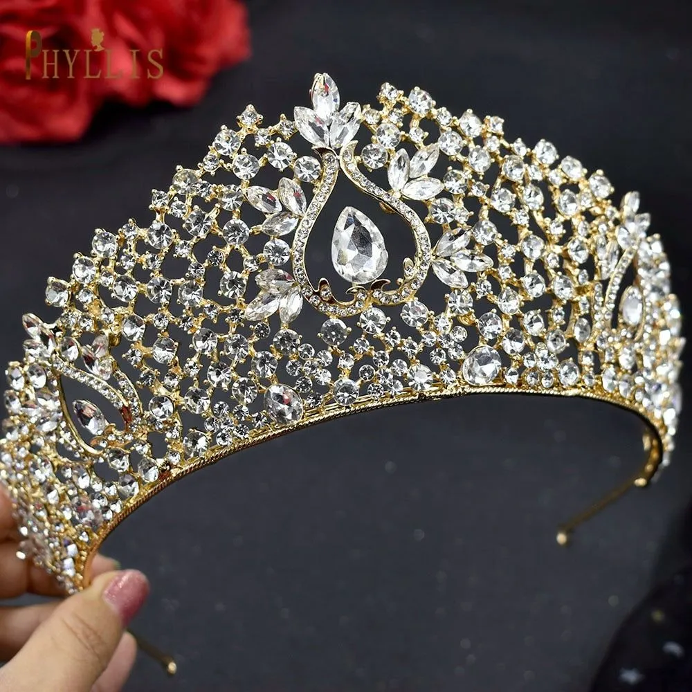 Luxury Bridal Crown Pageant Diadem Handmade Bridal Hair Jewelry