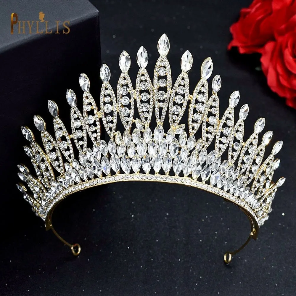 Luxury Bridal Crown Pageant Diadem Handmade Bridal Hair Jewelry