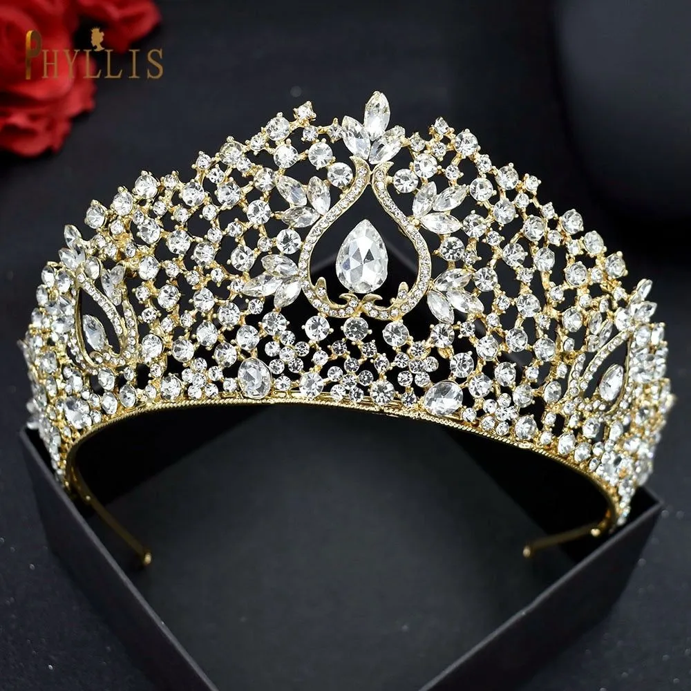 Luxury Bridal Crown Pageant Diadem Handmade Bridal Hair Jewelry