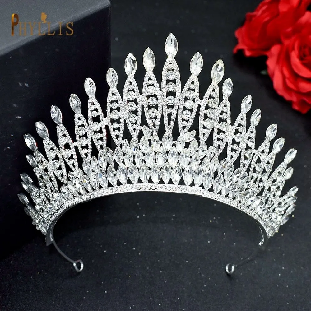 Luxury Bridal Crown Pageant Diadem Handmade Bridal Hair Jewelry