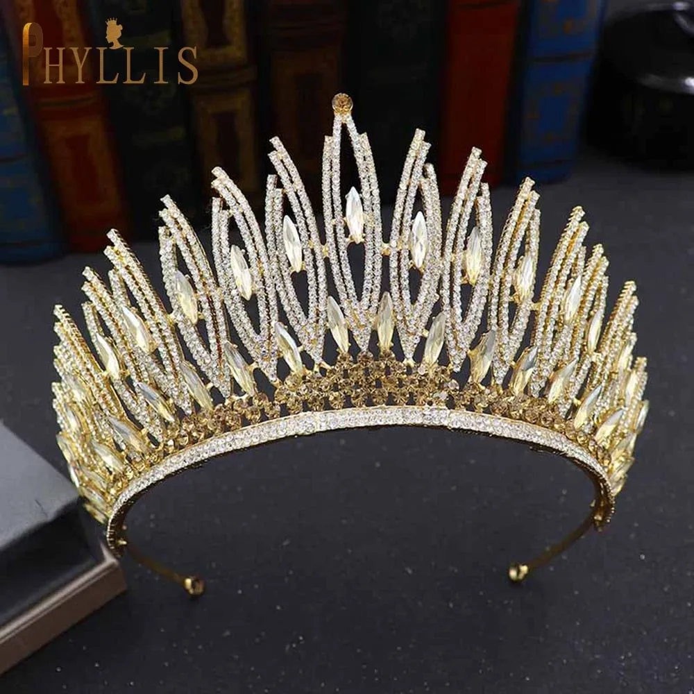 Luxury Bridal Crown Pageant Diadem Handmade Bridal Hair Jewelry