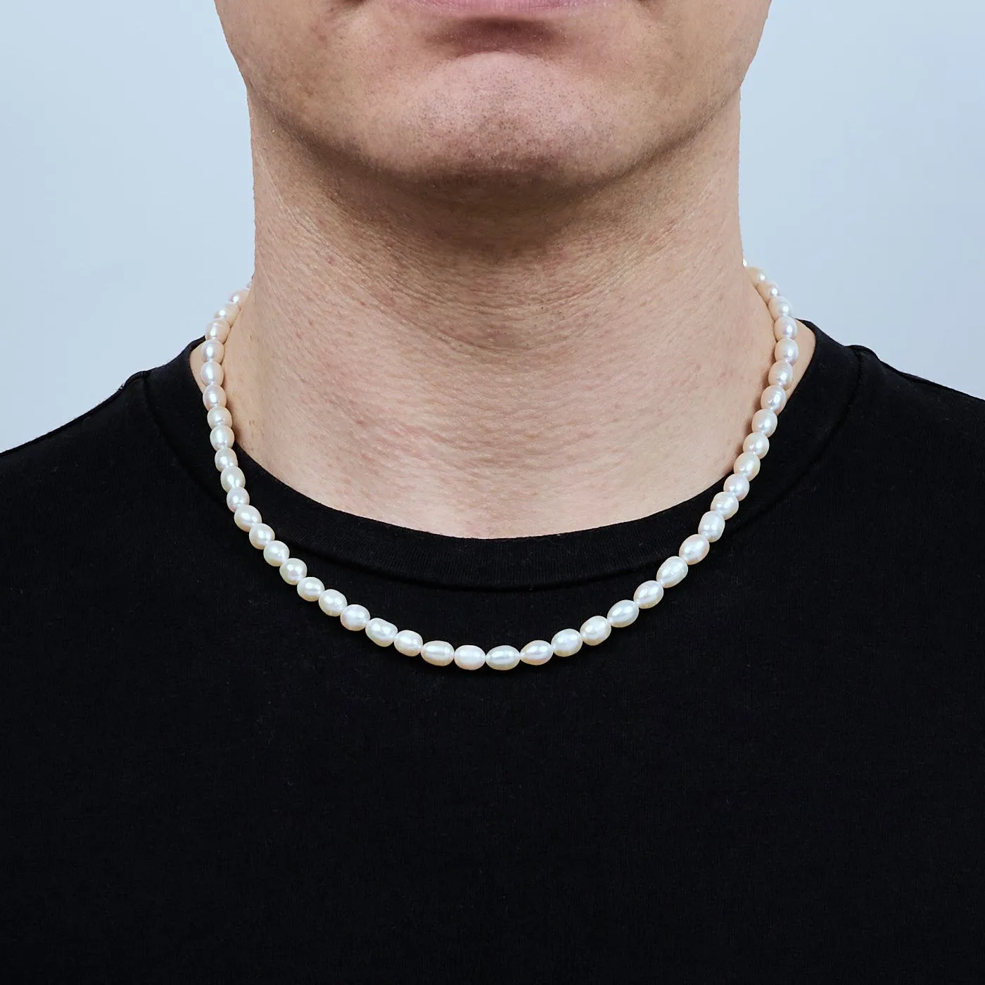 Men's Freshwater Pearl Necklace for Men | 7-8mm Real Cultured Pearl Neklace for men