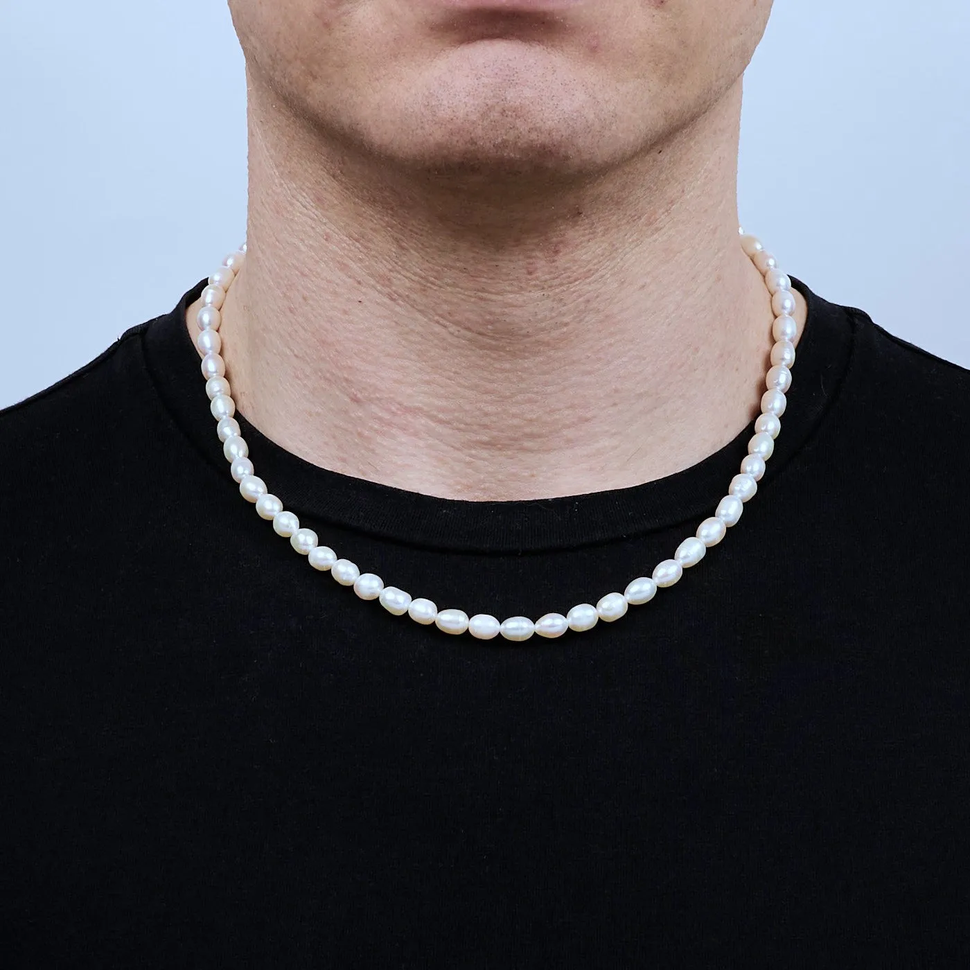 Men's Freshwater Pearl Necklace for Men | 7-8mm Real Cultured Pearl Neklace for men