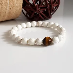 Men's White Howlite Beaded Bracelet | KJ-311B | Unisex Jewellery