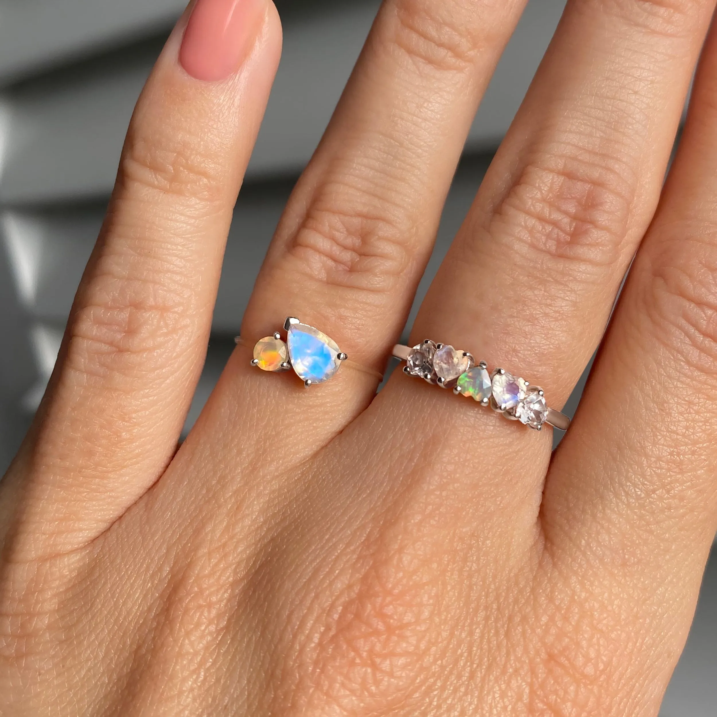 Moonstone Opal Floating Toi Et Moi & Crush On You Rings