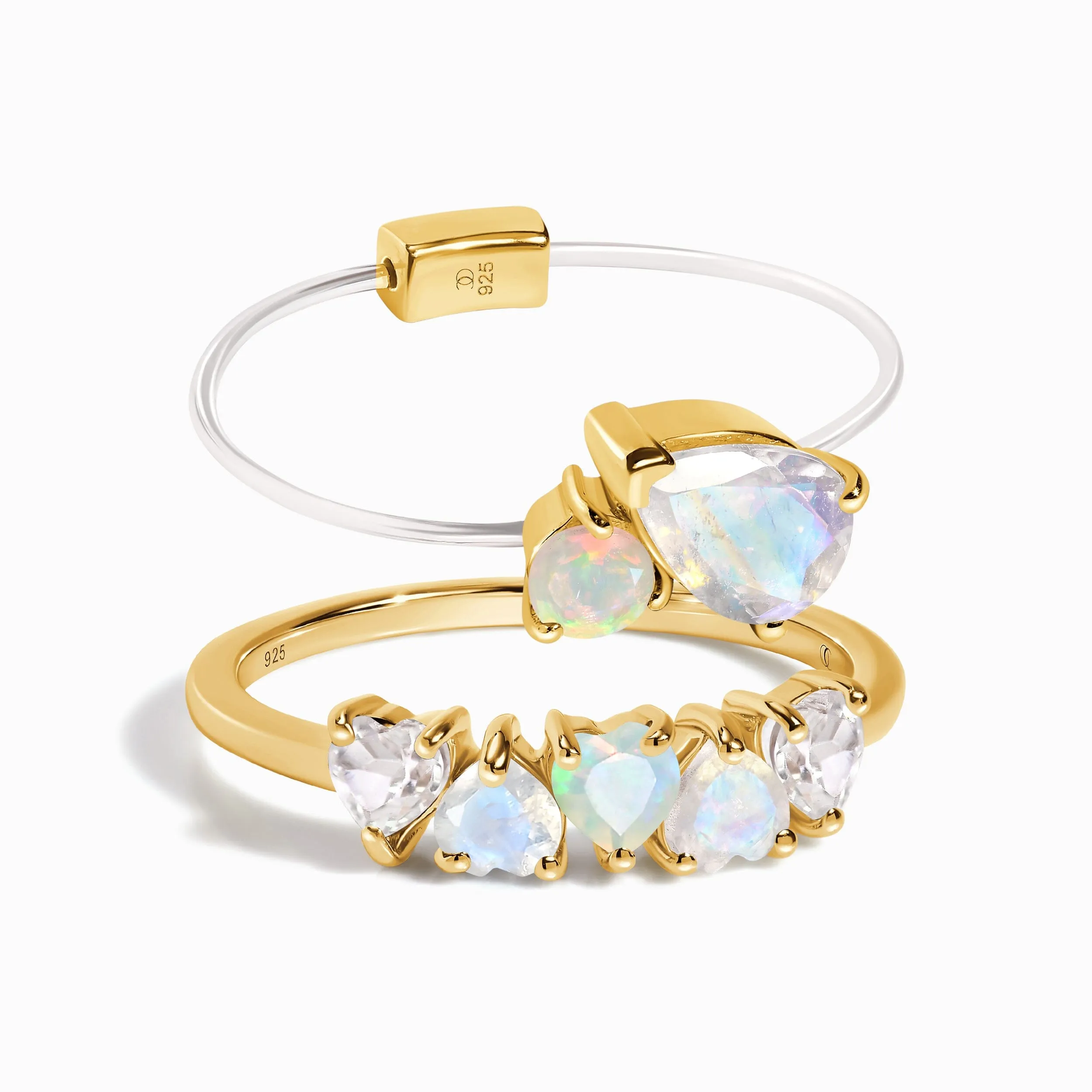 Moonstone Opal Floating Toi Et Moi & Crush On You Rings