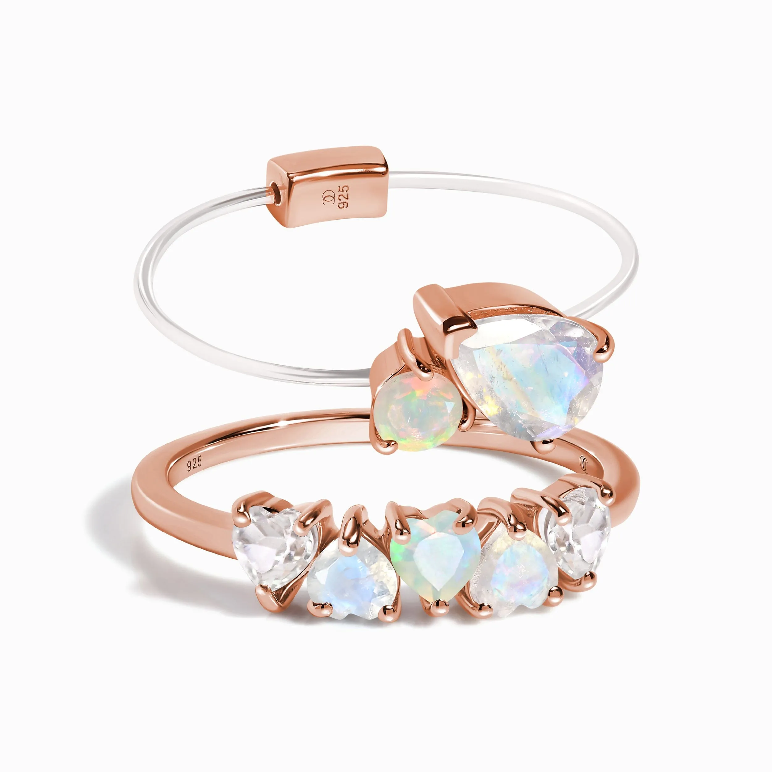 Moonstone Opal Floating Toi Et Moi & Crush On You Rings