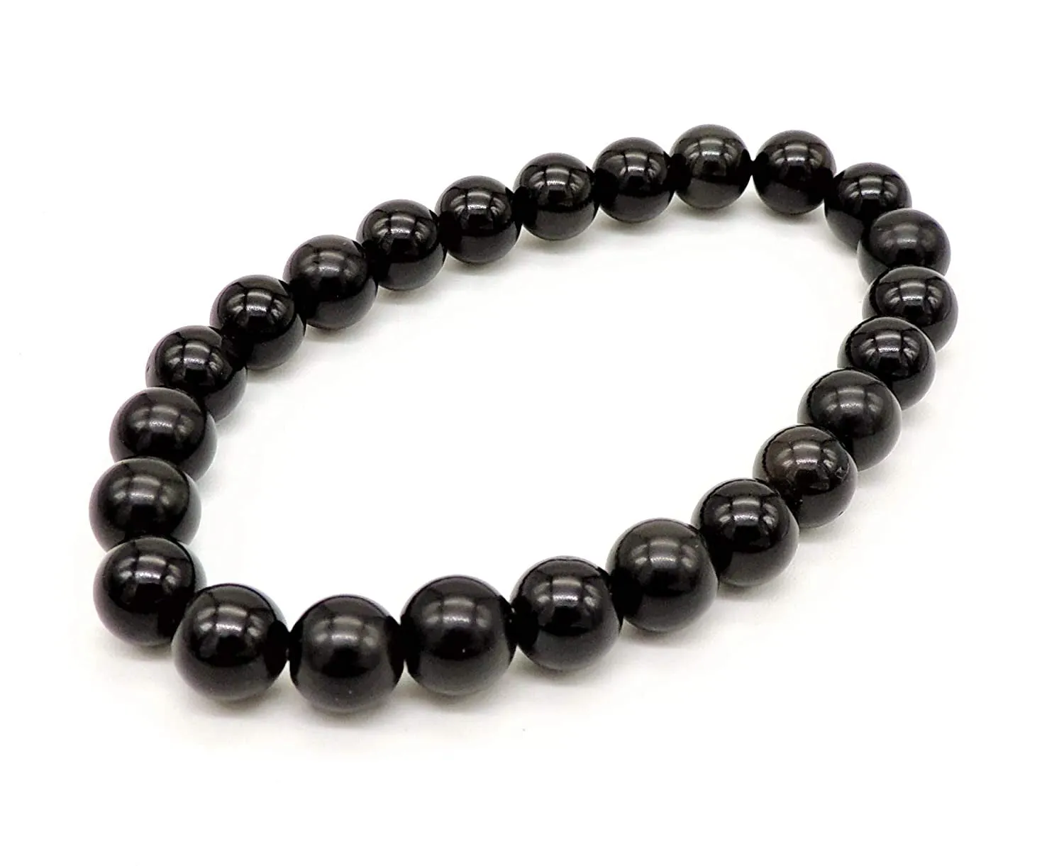 Natural Black Obsidian Bracelet Crystal Stone 8 mm Beads Bracelet Round Shape for Reiki Healing and Crystal Healing Stone Semi Precious Gemstones Stretchable Bracelet