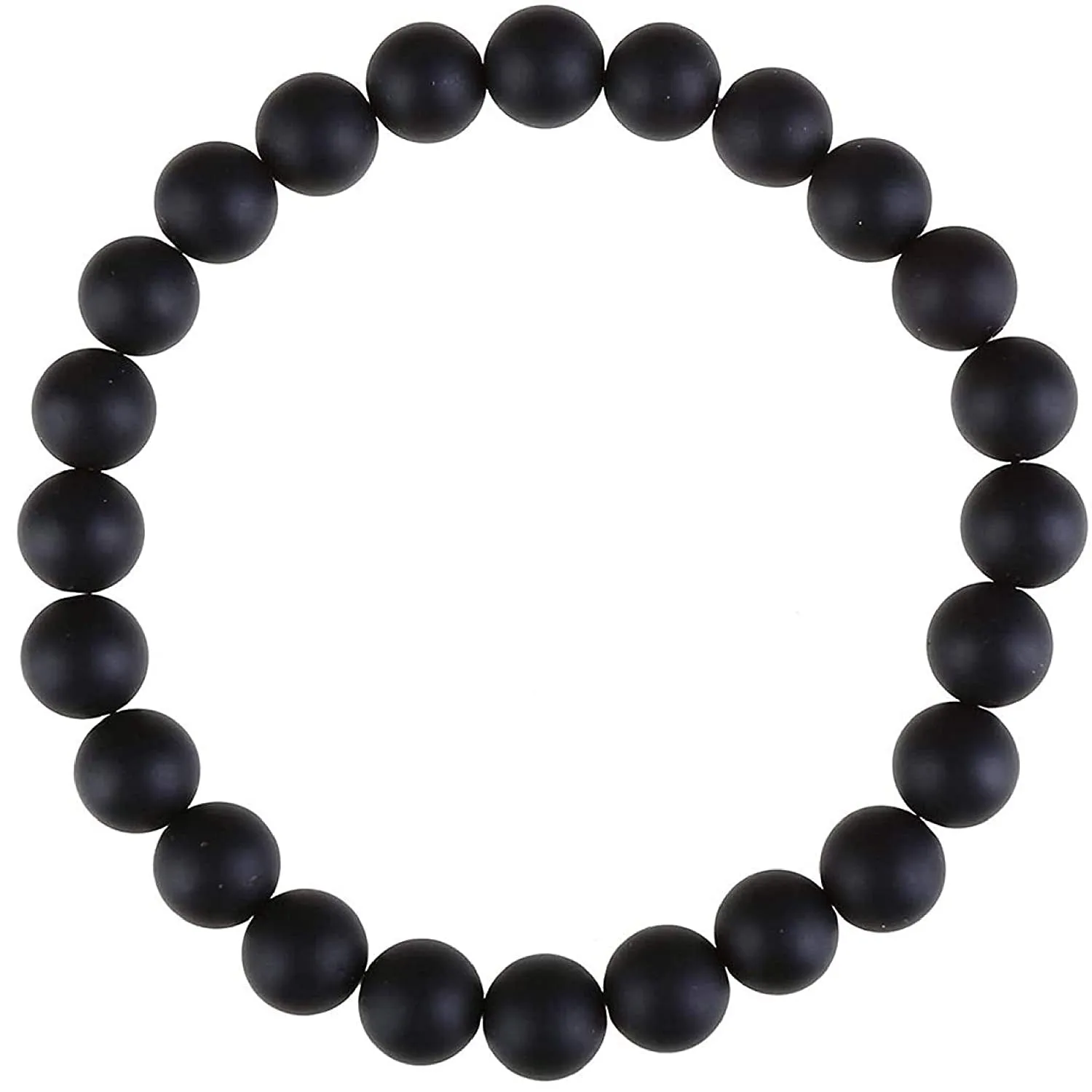 Natural Round Beads Black Matte Agate Crystal Stone 6 mm Bracelet Reiki Chakra Yoga Meditation Semi Precious Gemstones Stretchable Bracelet for Unisex