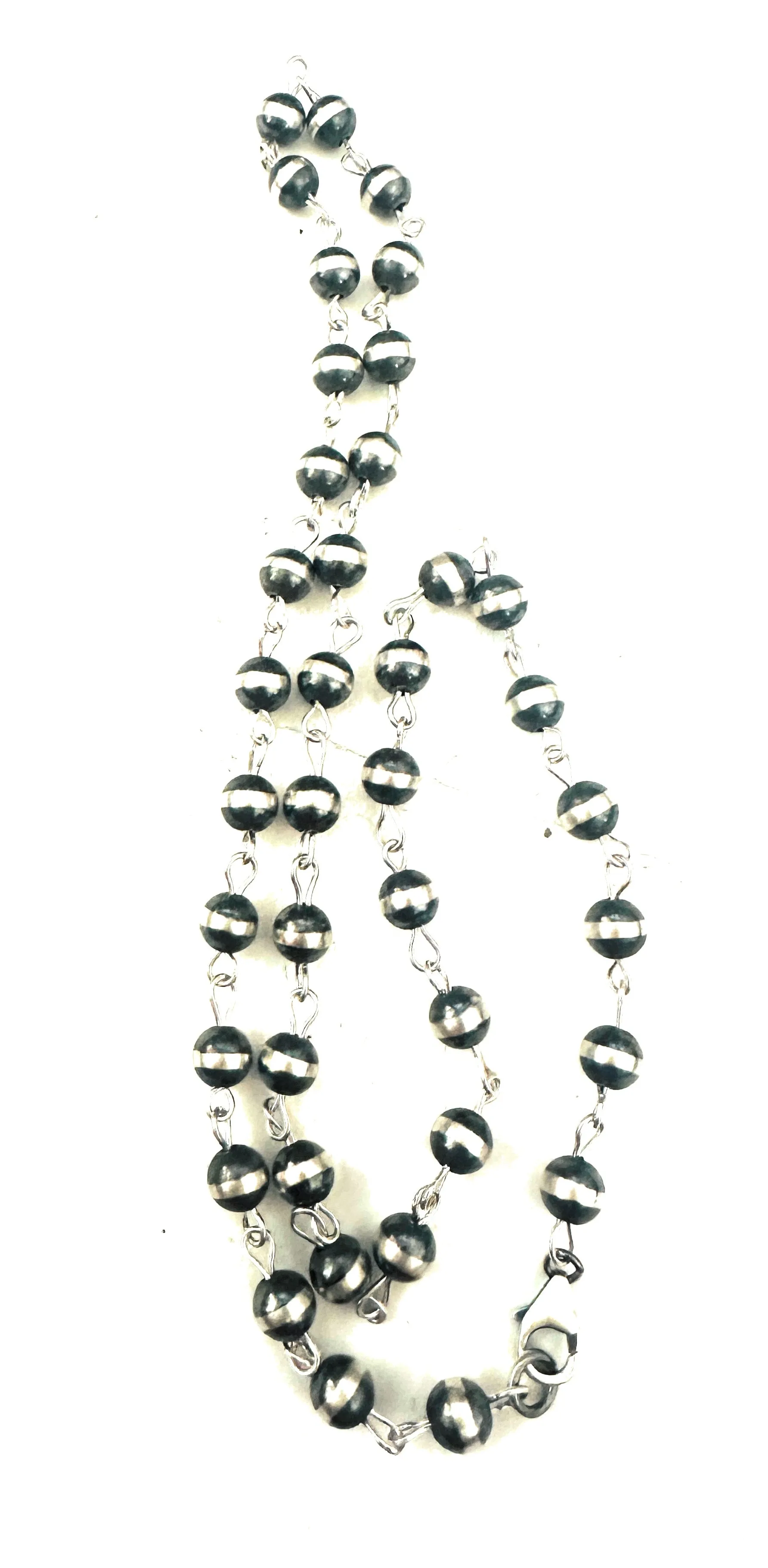 Navajo Sterling Silver Beaded Rosary Style Necklace